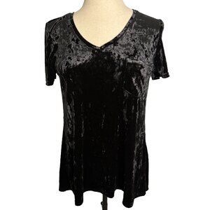 Spring + Mercer Velvet Legging Tee Size Large, Black V Neck, Chest Pocket, Tunic